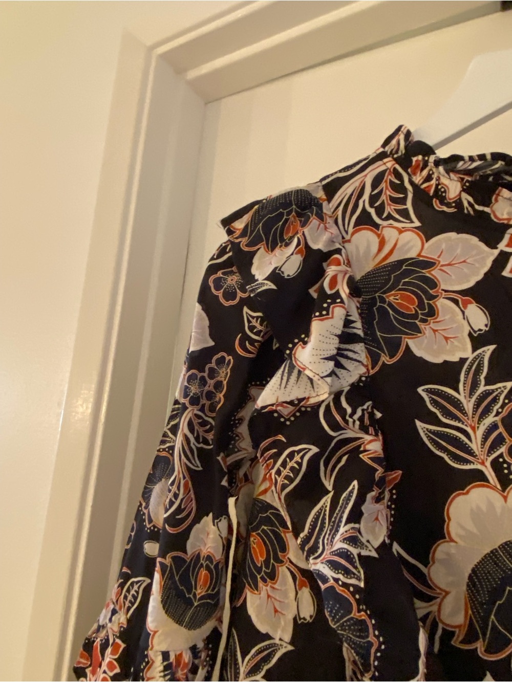 Who What Wear Black Floral Maxi Dress with Cream and Rust Accents - Picture 7 of 14